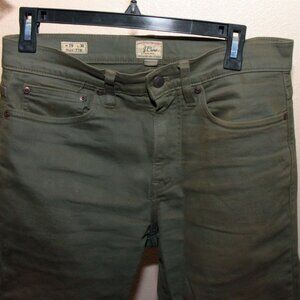 J.Crew Kurabo Japanese Fabric 770 Stretch Fit Olive Chinos 29 x 30